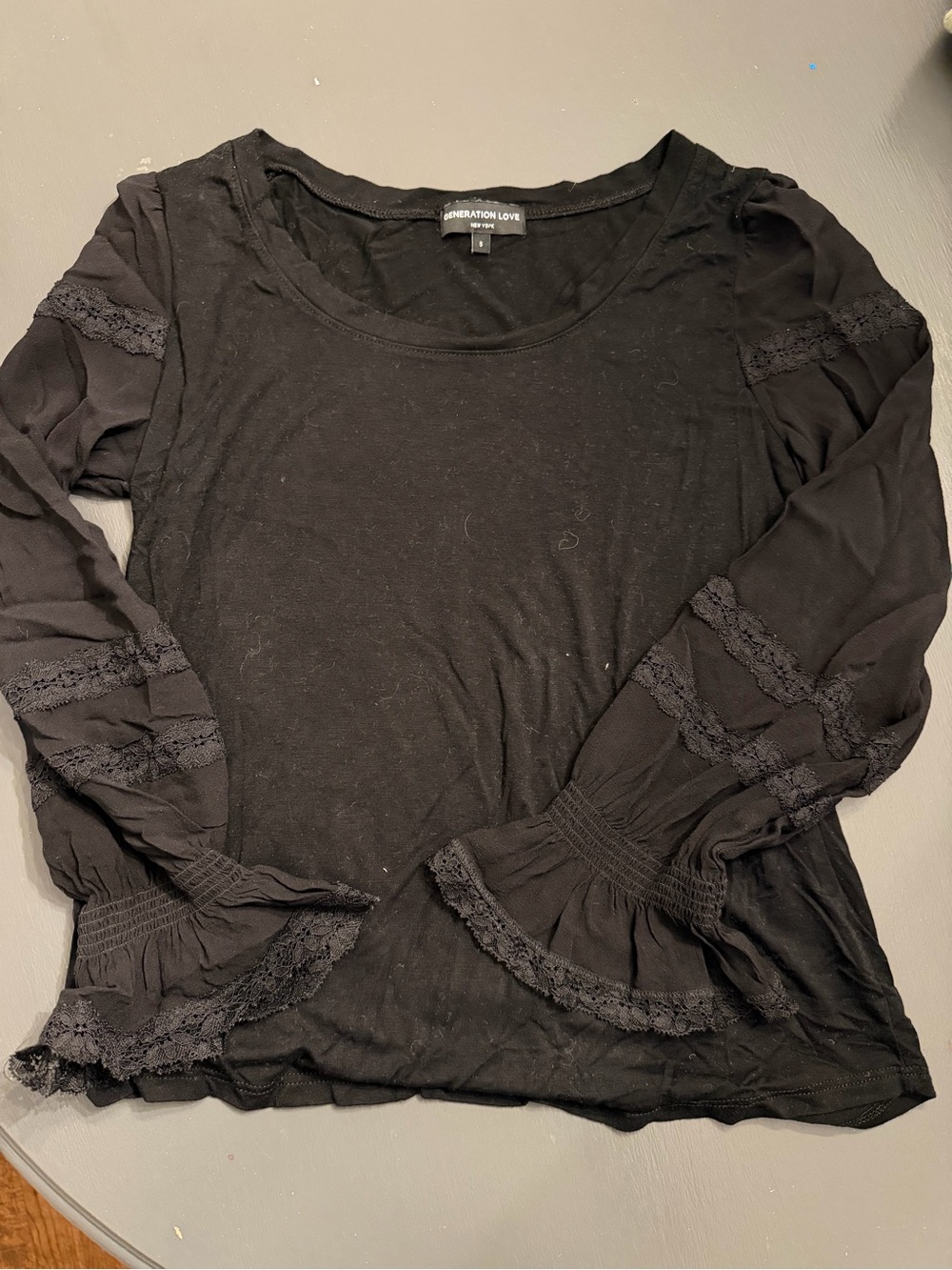 Generation Love Black Long Sleeve Lace-Accent Blouse